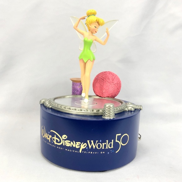 Disney Other - Disney Parks 50th Anniversary Peter Pan Tinker Bell Music Box Figure Statue NEW